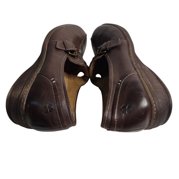 CLARKS Artisan Brown Leath Merry Jane Elastic Strap Slip-On Loafers Shoes Sz 8M - Picture 8 of 10